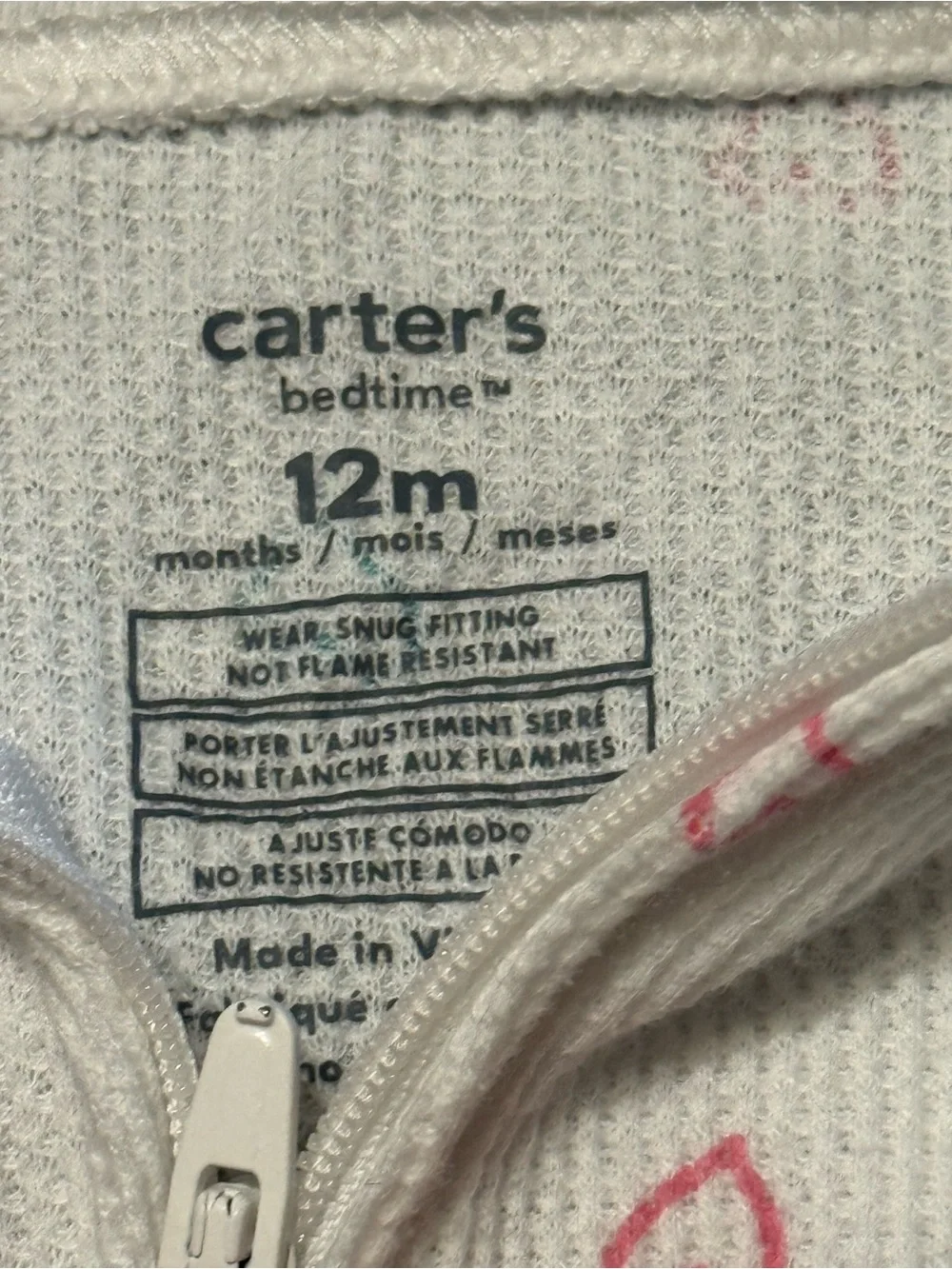 Carter's Cream Footed One-Piece with Pink, Teal, Lavender & Coral Hearts